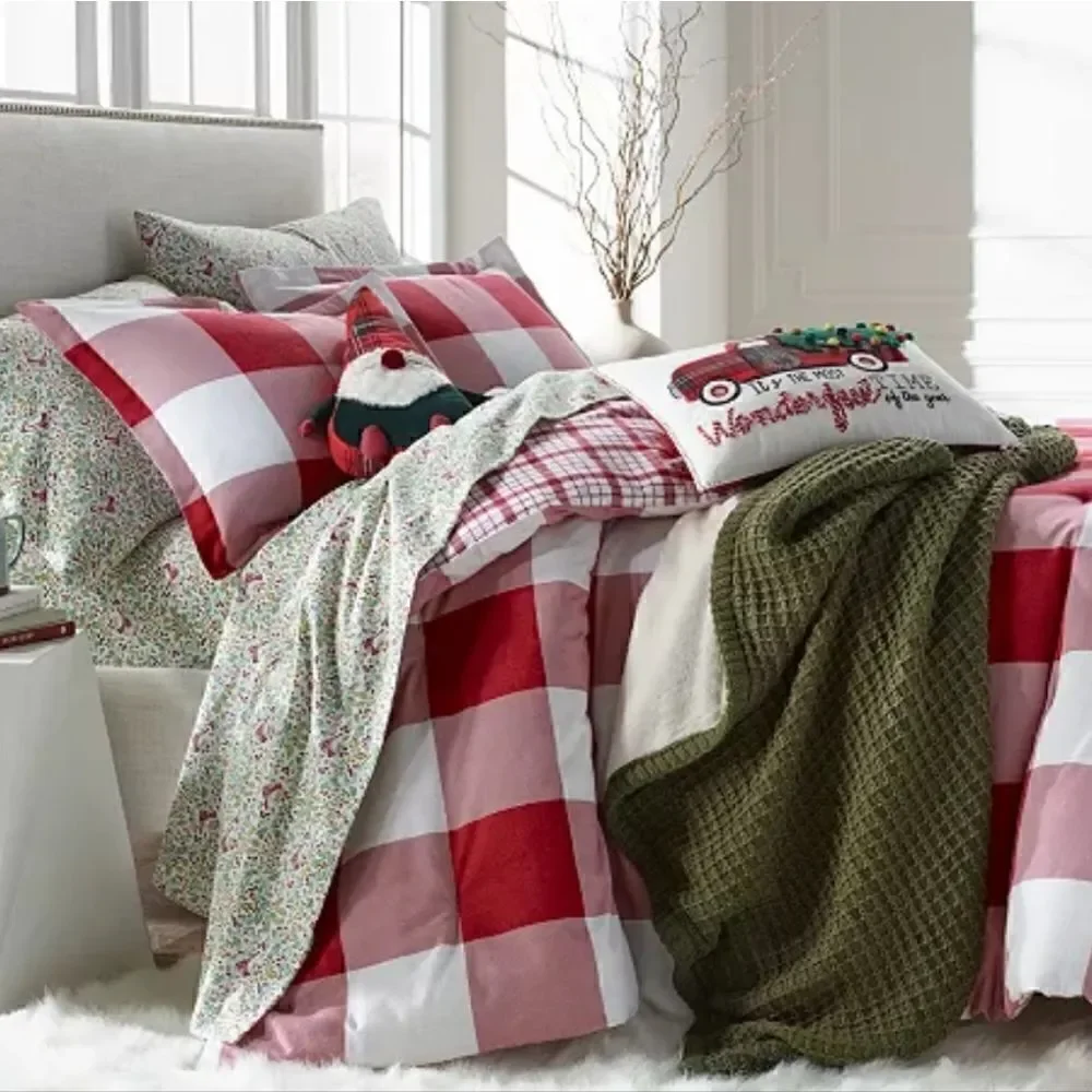 Red Check 100%Cotton Flannel Comforter, Twin ,Charter Club